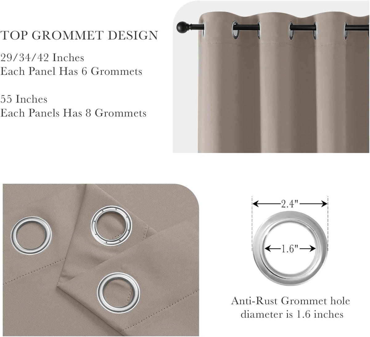 PONY DANCE Blackout Curtains for RV Camper Windows, Privacy Thermal Insulated Mini Curtains & Drapes for Bedroom Bathroom Kitchen Door Window Farmhouse Cover(2 Panels, W 42 x L 36 inches, Light Taupe)