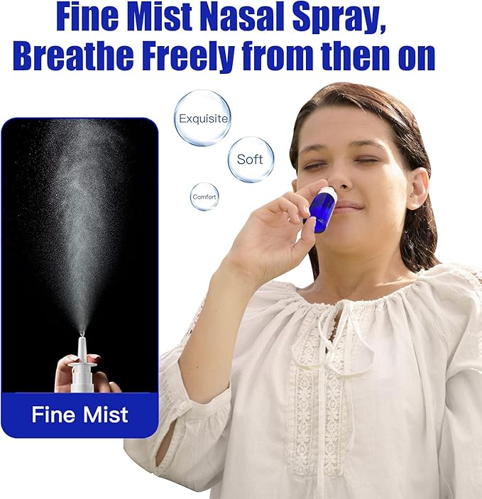 Cupohus Nasal Spray Bottle, 3 Pcs 30ML/1oz Cobalt Blue Glass Refillable Fine Mist Sprayers Atomizers, Travel Sized, Empty Nasal Sprayer with Funnels and Labels