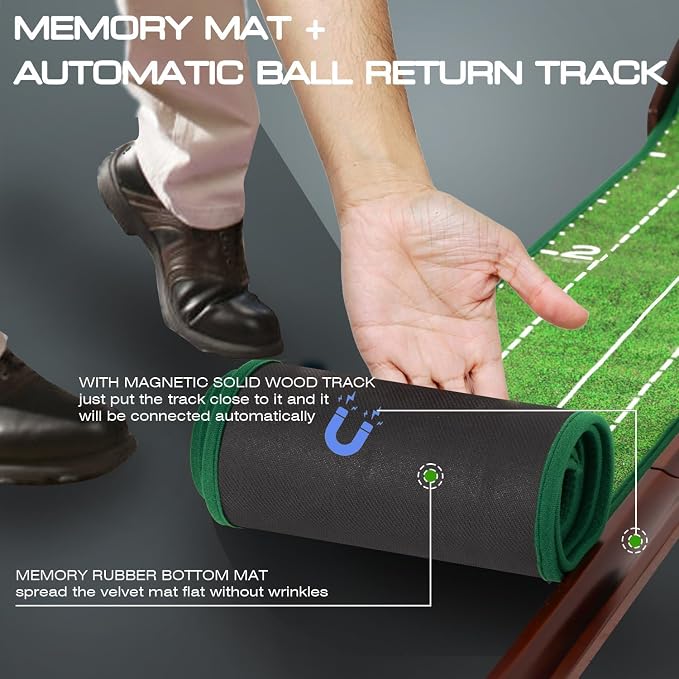 Putting Green Putting matt for Indoors Golf Putting Mat - Indoor Putting with Ball. Putting matt for Golf Practice, Portable and Easy to Clean. Great Gift