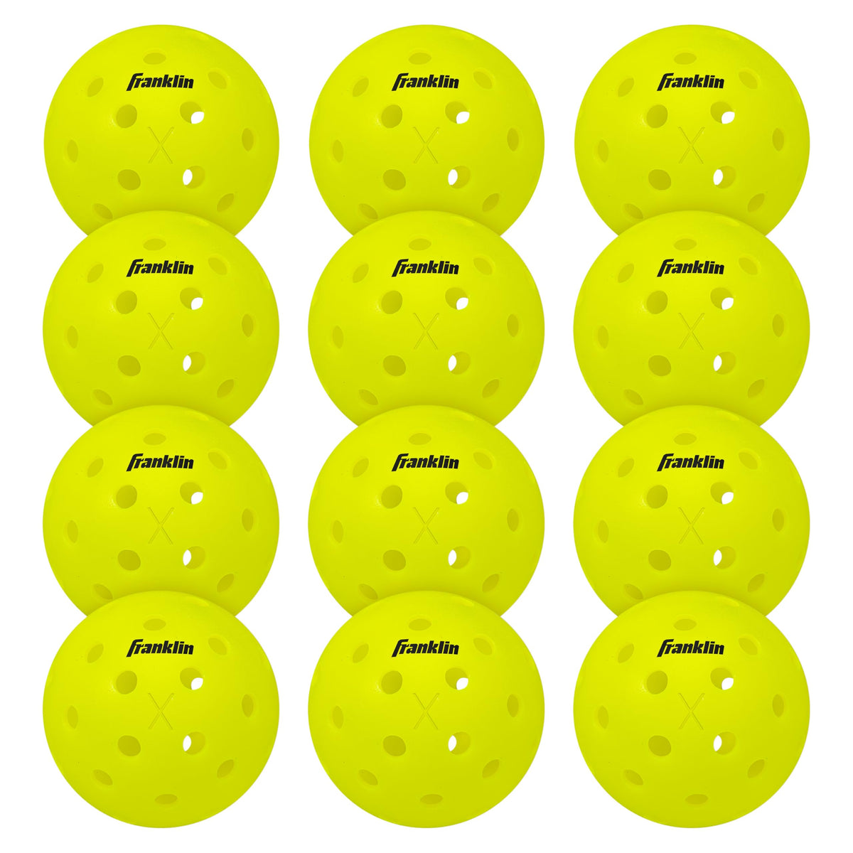 Franklin Sports Outdoor - X-40 Pickleball Balls - USA (USAPA) Approved - 12 Pack Outside - Optic Yellow - US Open Ball