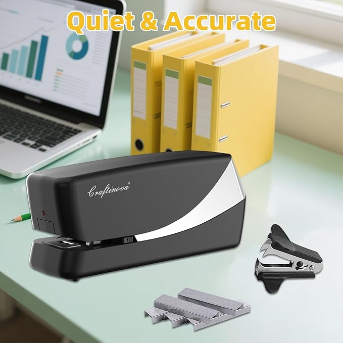 Electric Stapler, Automatic Stapler, Include 2000 Staples and 1 Staple Remover, Heavy Duty, Store 210 Staples，AC or Battery Powered, 25 Sheet Capacity.