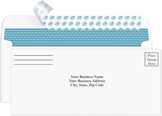 Aimoh 250#9 Custom Printed Courtesy Reply Mail Self-seal Security Envelopes - Personalized with Logo and/or Return Address - Self-seal Closure, 3-7/8 x 8-7/8 Inches, 250 Count (7-30138-250)