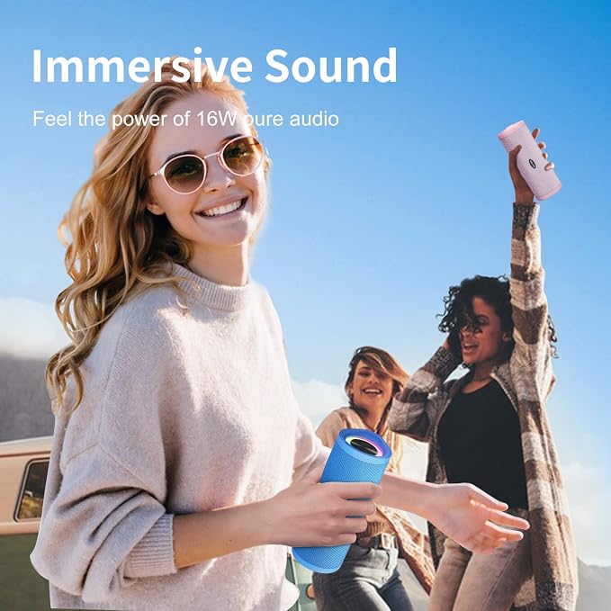 HEYSONG Portable Bluetooth Speaker, Waterproof Wireless Shower Outdoor Speakers, IPX7 Floating, 5000mAh, TF Card, Good Bass, Loud Sound for Beach, Pool, Kayak Accessories, Gifts for Men Women - Blue