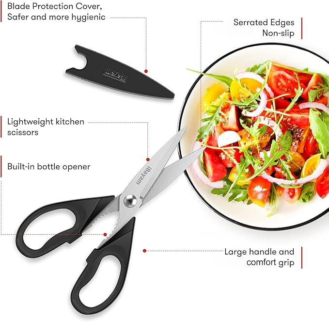 Kitchen Christmas Gifts Set, iBayam All Purpose Kitchen Scissors with Protective Sheath, Housewarming Gifts for New Home, Wedding Gifts for Couples 2025, Bridal Shower Gifts, Birthday Gifts for Women