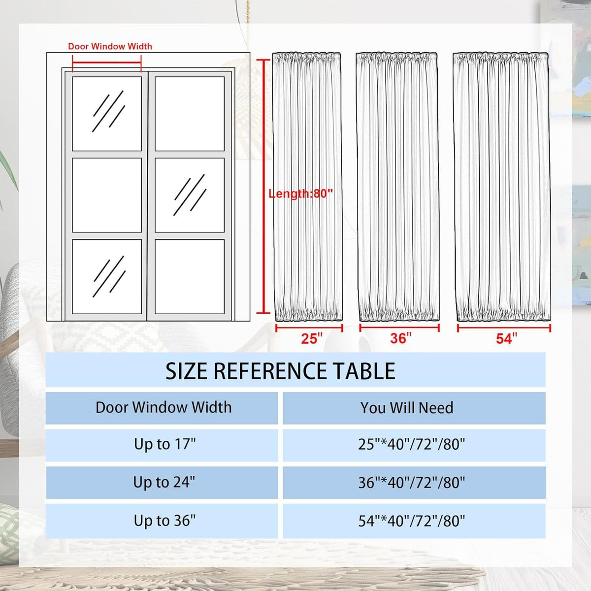 DWCN French Door Curtains – Rod Pocket Thermal Blackout Curtain for Doors with Glass Window, Kitchen and Patio Doors for Privacy, 54 X 80 Inches Long, 1 Curtain Panel with Tieback, Burgundy