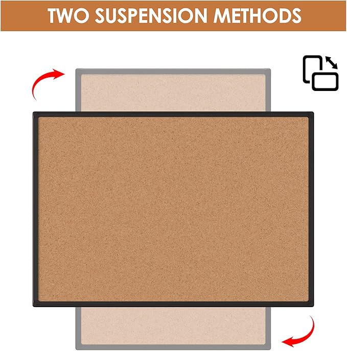 Board2by 2-Pack Cork Board Bulletin Board 20 x 30, Black Aluminium Framed Corkboard, Office Board for Wall Cork, Large Wall Mounted Notice Pin Board with 32 Push Pins for School, Home & Office