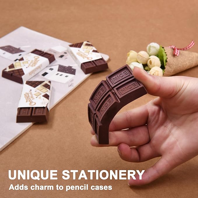 6Pcs Chocolate Shape Erasers for Kids, Cute Chocolate Bar Erasers Bulk for School Classroom Supplies Party Favors
