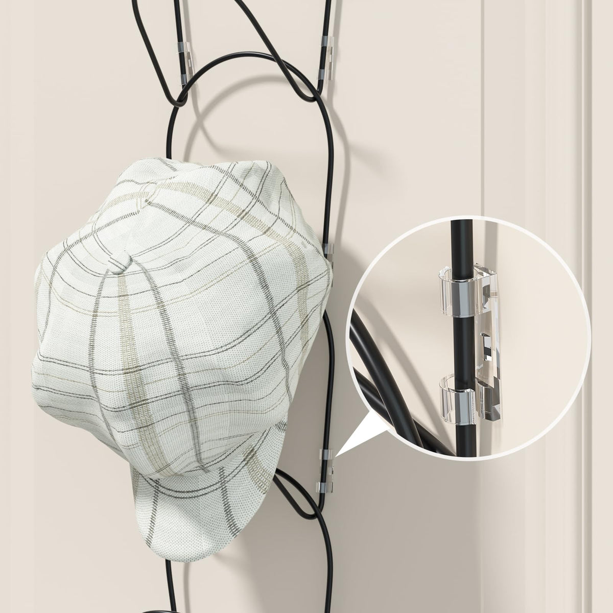 LINFIDITE 15 Pack Hat Rack Hanger Holder Organizer Closet Hanging Baseball Cap Display Storage Rack for Scarves Handbags Towels Clothes Ties Over Door Wall Mounted w Hanging Hook Black