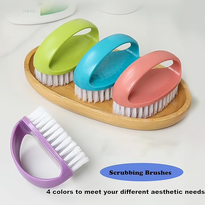 2 Pack Scrubbing Brushes for Cleaning, Heavy Duty Scrub Brush Nylon Stiff Bristles,Scrubber Cleaner Brush for Bathroom,Showe,Sink,Kitchen,Bathtub,Floor,Multi-Purpose Cleaning Brush -Small Size
