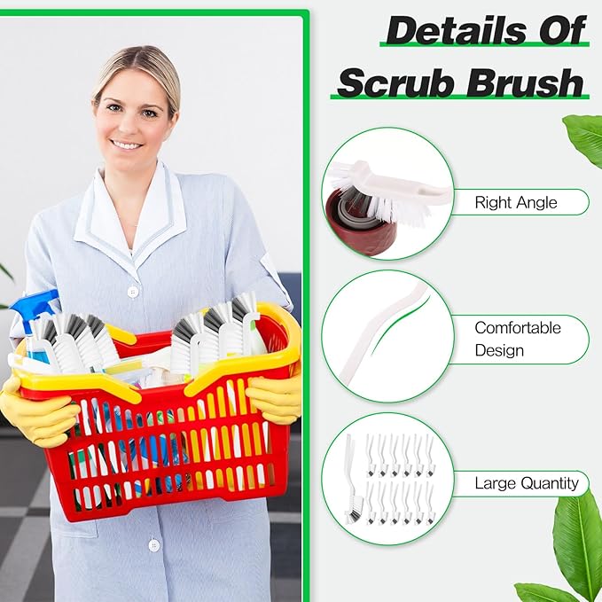 Yinkin 12 Pcs Kitchen Scrub Brush Bulk Sink Bathroom Edge Corner Cleaning Brush Right Angle Mini for Grout Household Dishwasher Tile Lines Window Track Deep Cleaning with Stiff Bristles