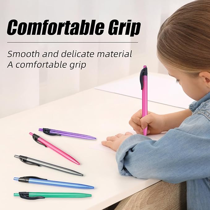 Yuxingrong Retractable Black Ballpoint Pen for Smooth Writing 1.0mm Medium Pack of 100, click pens with comfort grip, Idea for Journaling, Planner, Note Taking