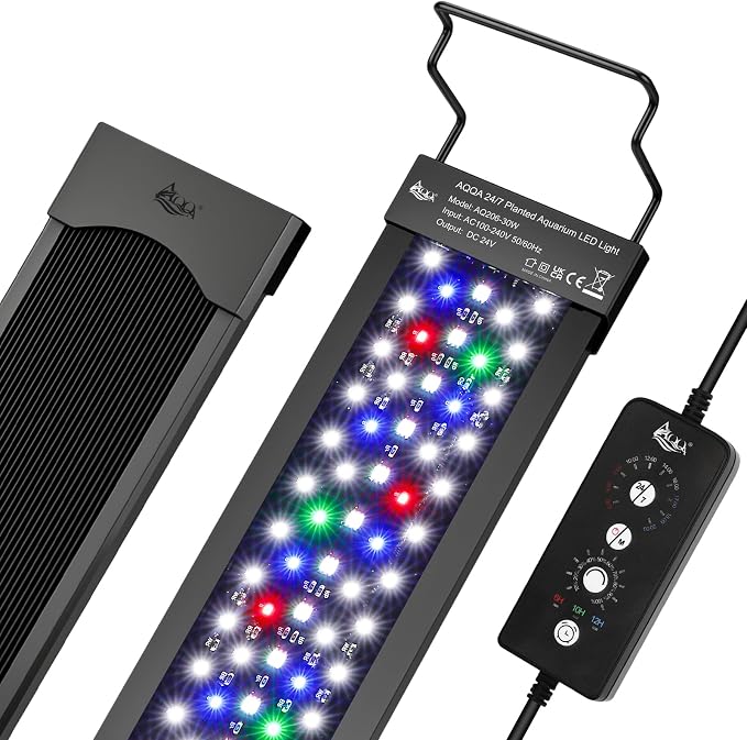 AQQA LED Aquarium Light 36W for 24-32 Inch Fish Tank, 24/7 Mode&DIY Mode Full Spectrum Fish Tank Light, IP68 Waterproof High Lumen Aquarium Plant Light, Adjustable Brightness/Timer, Memory Function