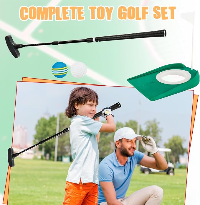 3 Pack Adjustable Golf Putter Set Mini Golf Club Putter Right or Left Handed Two-Way with 6 Golf Training Balls 6 Practice Foam Balls 3 Flag Cup for Kids Teenagers Men Women