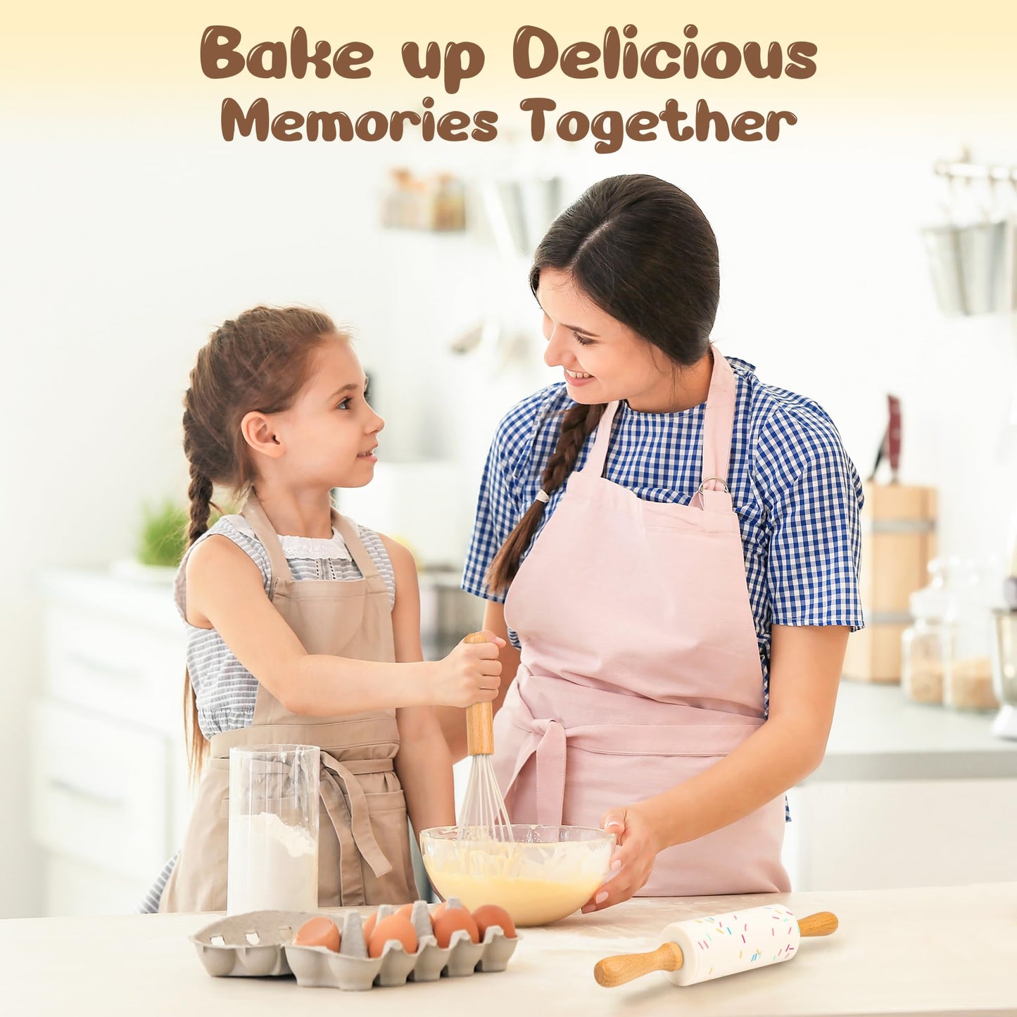LUOLAO Wooden Kids Safe Knife and Kids Baking Set for Real Cooking, 6 PCS Toddler Montessori Kitchen Tools, Cooking and Baking for Little Chefs