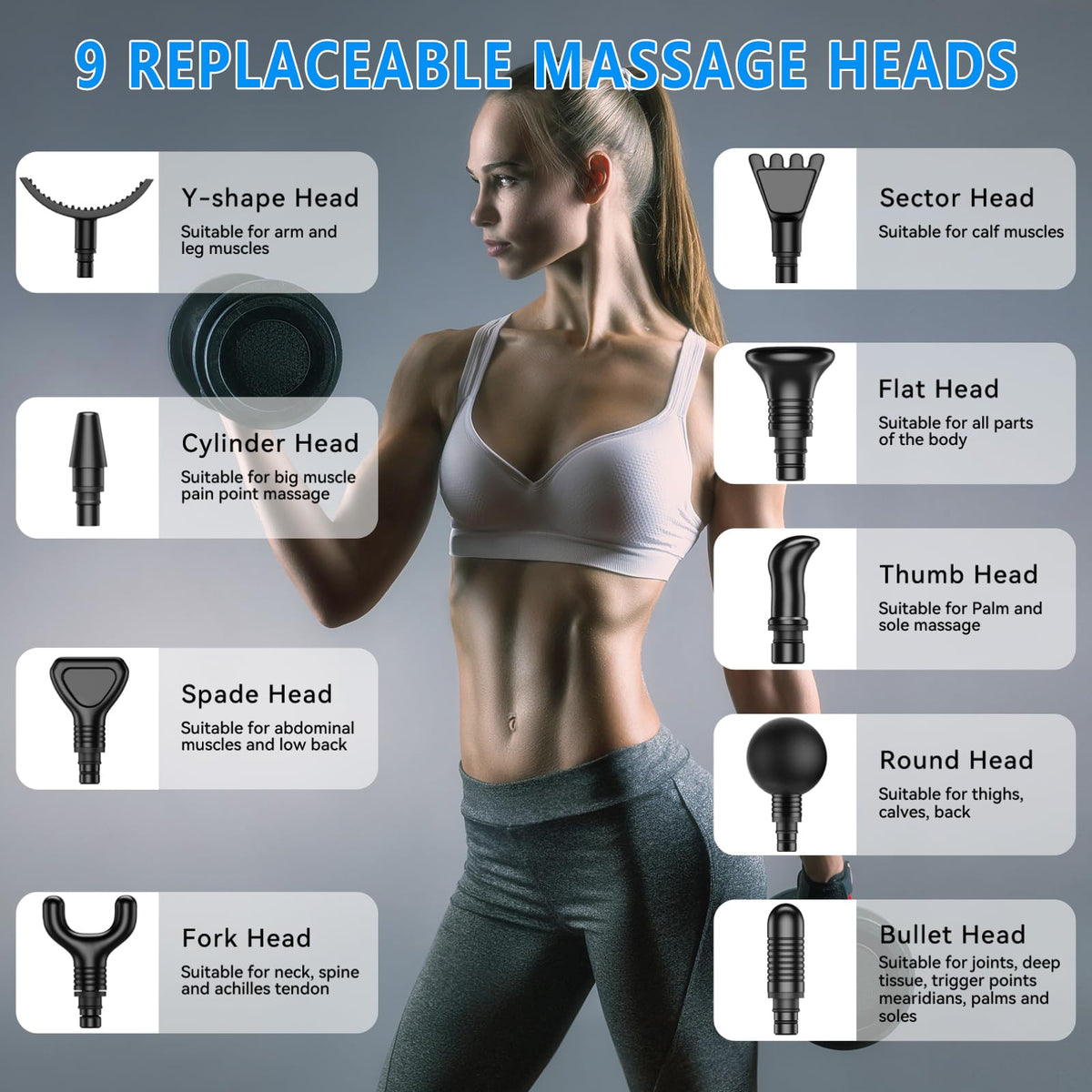 APHERMA Massage Gun, Muscle Massage Gun for Athletes Handheld Electric Deep Tissue Back Massager, Percussion Massage Device for Pain Relief with 30 Speed Levels 9 Heads