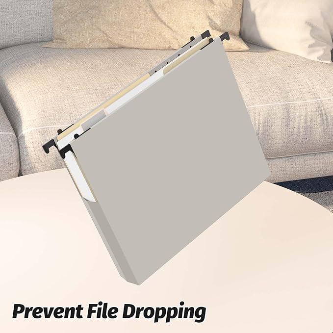 Extra Capacity Plastic Hanging File Folders,12 Pack Reinforced Expanding Hang Folder Letter Size,Accordian Pocket,Heavy Duty 2 Inch Expansion, Hard Hanging Folder Organizer for Office Home,Grey