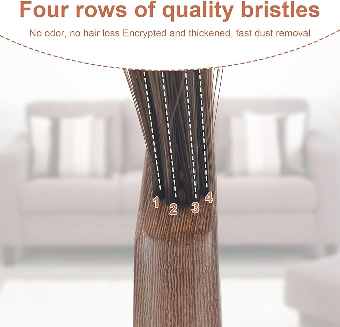 Hand Broom Brush, Wooden Handle Soft Bristle Cleaning Dust Brush,Bench Brushes with Bristlesfor Furniture, Bed, Car, Bench, Crevice Cleans, Sofa, Fireplace, Clothes（Curved Handle）