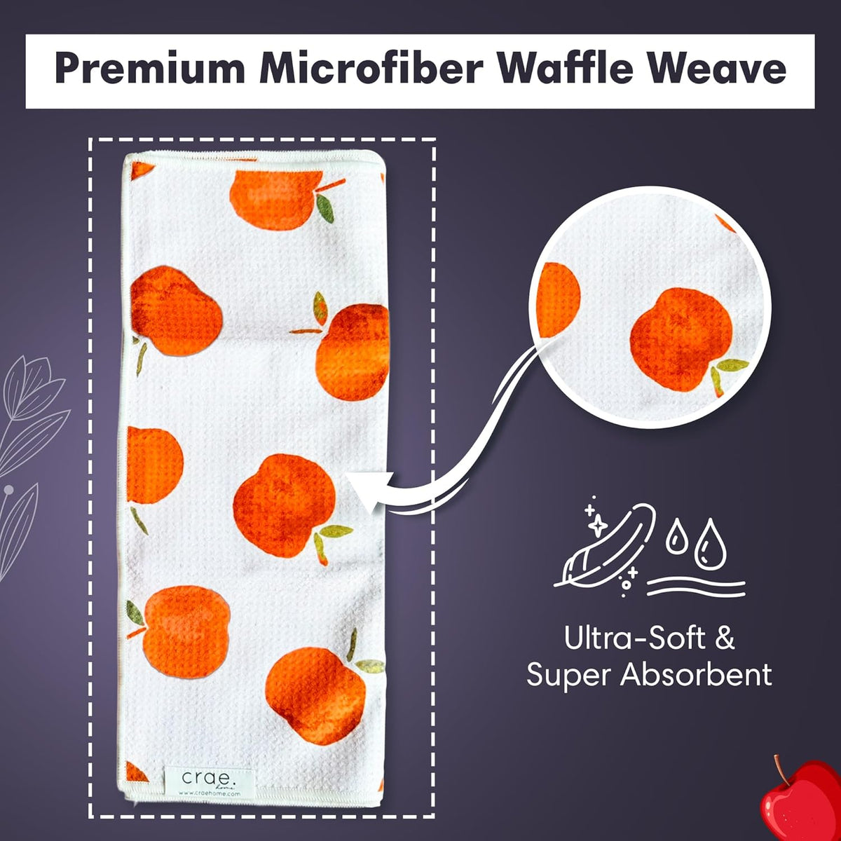 2 Double Sided Microfiber Hand Towels, 17x27 Inches Waffle Design Kitchen Towels Set, Durable & Soft Fast Drying Hand Wash Cloth and Dishcloth for Everyday Use at Home (Jonny & Gather- Blue/Multi)