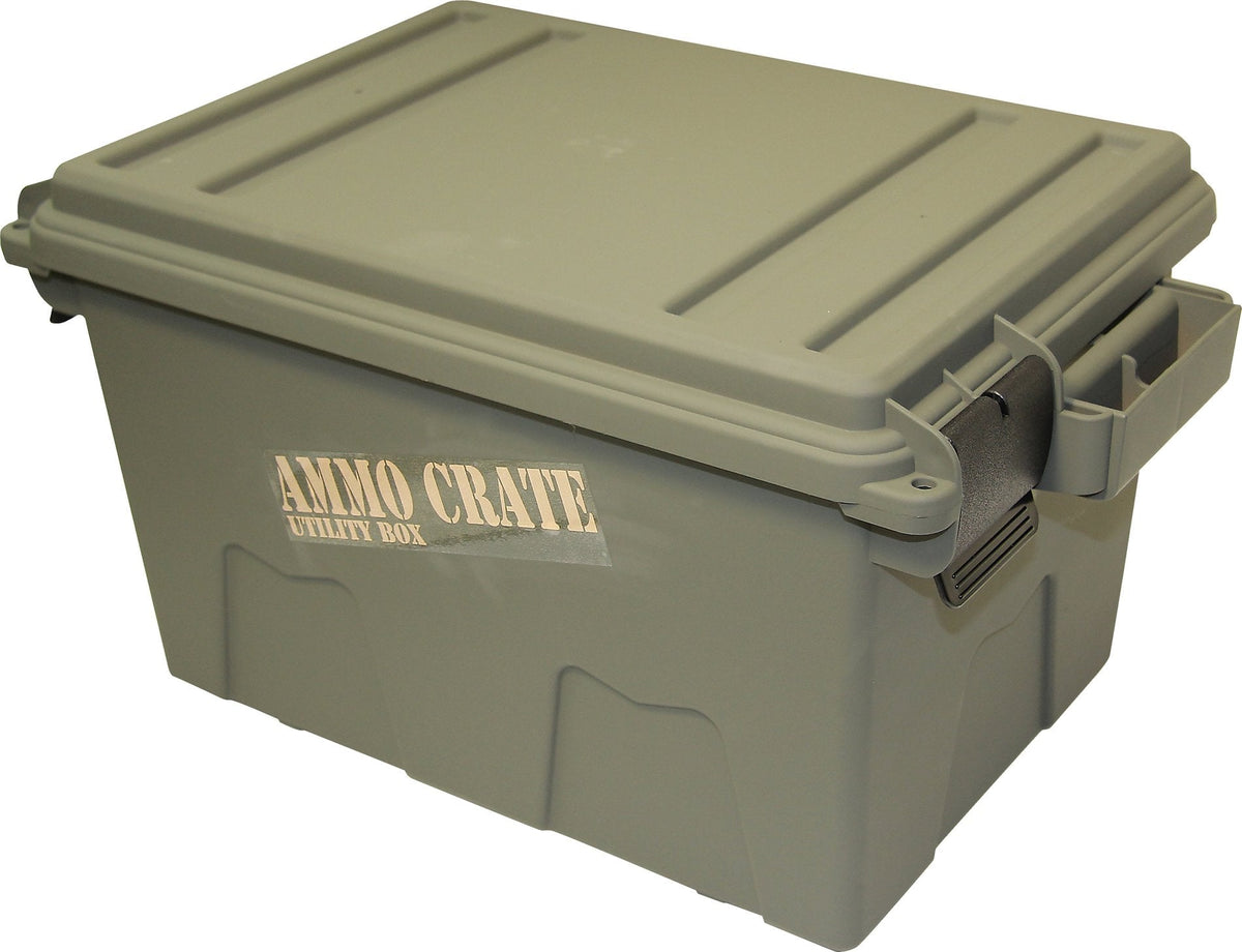MTM ACR7-18 Ammo Crate Utility Box, Ammo, survival or hunting gear storage, O-Ring seal for water resistant dry storage, Double padlock tabbed for security, Carries 65lbs of gear, Army Green