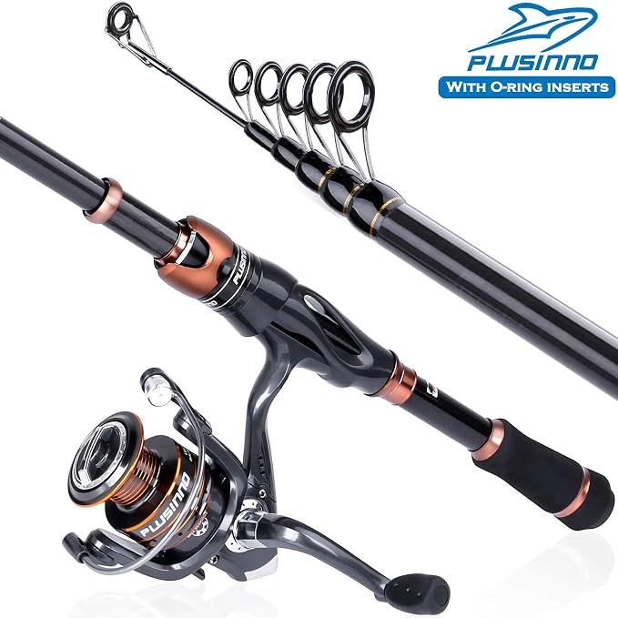 PLUSINNO Telescopic Fishing Rod and Reel Combo(2.1M 6.89FT),Fishing Net Fish Landing Net, Durable Nylon Material Mesh, Safe Fish Catching or Releasing