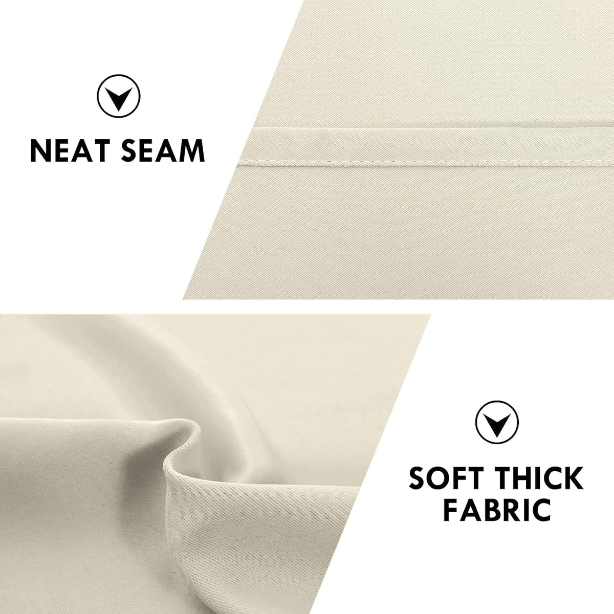 DWCN Blackout Curtains for Bedroom – Rod Pocket Thermal Insulated Noise Reducing Noise Reducing Drapes for Living Room, W 38 x L 54 Inch, 2 Panels, Light Beige