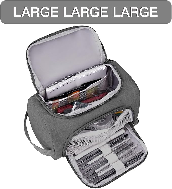 Large Pencil Pouch,Pencil Case Aesthetic,Zipper Pencil Box For Girls Back To School Supplies Emergency Bag Makeup Bag (Grey)