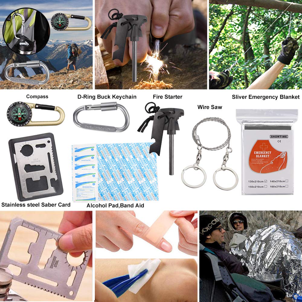 EMDMAK Survival Kit Outdoor Emergency Gear Kit for Camping Hiking Travelling or Adventures