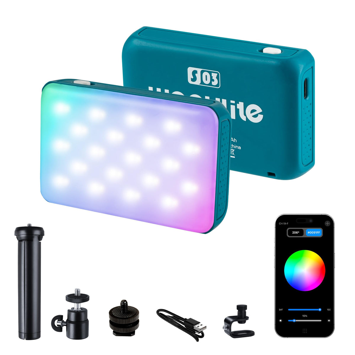 RGB Video Photography Lighting Kit, App Control Streamer Light Tiktok Light, 2800K-6800K LED Video Light for Product Shoot, Vlogging, Liver Streaming, Photography, Video (1 Piece)