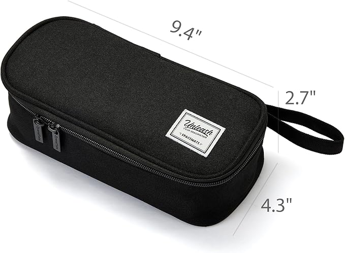 Pencil Case Pouch Box Bag School Supplies Girls Boys Kids, Cute Preppy Stuff Large Big Capacity Aesthetic Pen Organizer, Back to College Stationary, Coal Black, Standard Stlye, 1800ml