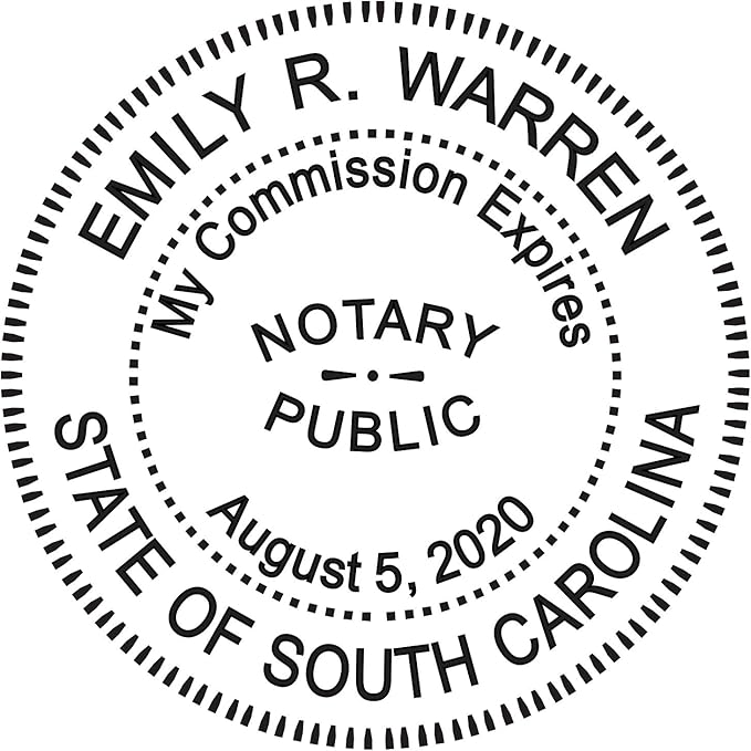 Round Notary Stamp for State of South Carolina- Self Inking Stamp - Top Brand Unit with Bottom Locking Cover for Longer Lasting Stamp - 5 Year Warranty