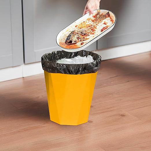 Plastic Trash Can - Waste basketbin for Office,Home,Bathroom,Kitchen - 1.8 Gallon - Yellow