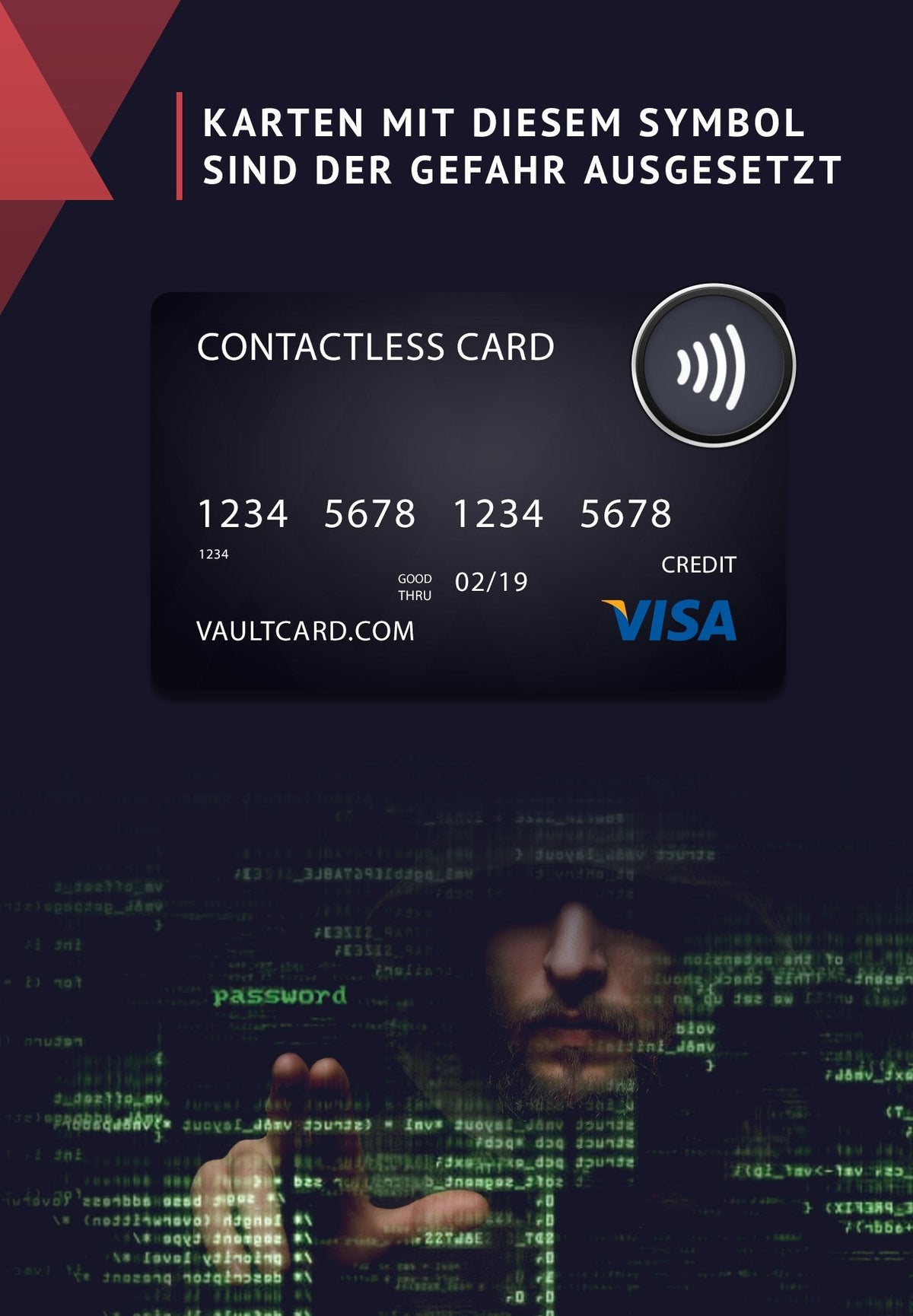 VAULTCARD - RFID Blocking & Jamming Credit & Debit Card Protection for Wallet and Passport - Superior NFC Anti-Theft, Patented Multi-Card Defense