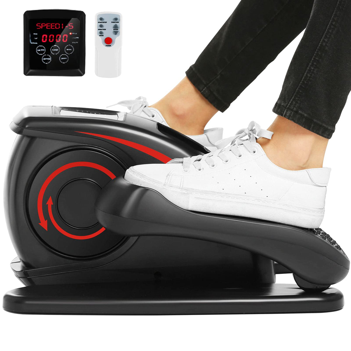 ANCHEER Under Desk Elliptical, Electric Ellipse Leg Exerciser While Sitting for Seniors Adults, Quiet Portable Motorized Seated Foot Pedal Exerciser with Remote Control for Home Office Use