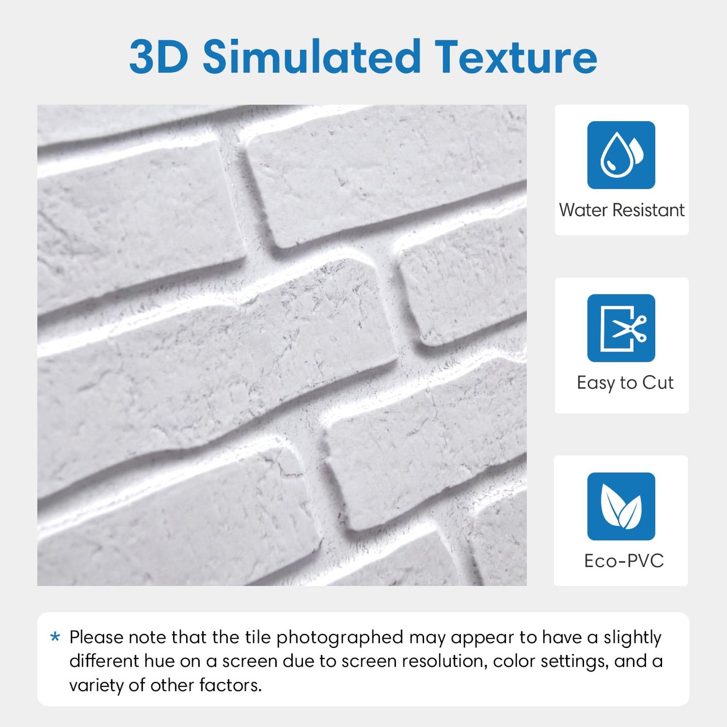 COMSTICKC 3D Faux White Brick Panels Peel and Stick Wall Covering, 10 Pcs 15.7" x 11.8", Not Real Brcik, Ultra-Light Thin PVC Fake Brick Decorative Tiles Wall Sticker for Easy DIY Interior Decor
