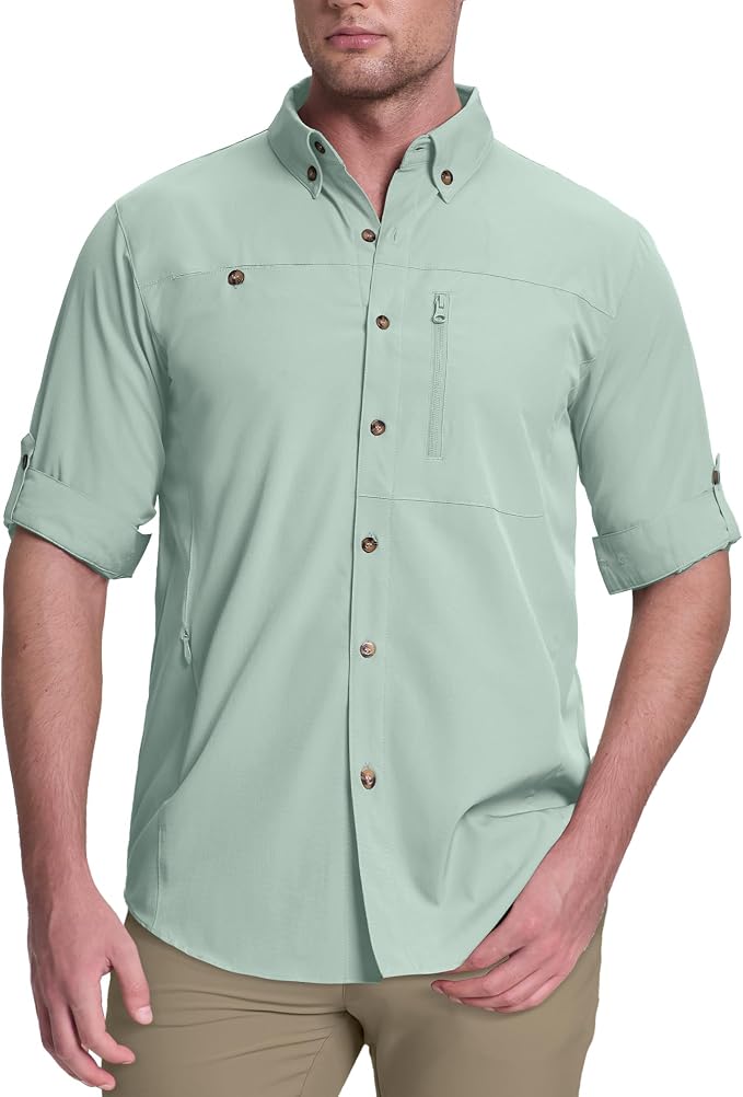33,000ft Men's UPF 50+ UV Protection Long Sleeve Hiking Shirts Breathable Quick Dry Fishing Shirts for Safari, Outdoor