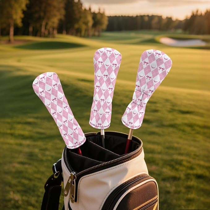 Rnyleeg Golf Club Head Covers for Women Driver Head Cover Leather Fairway Wood Headcover Hybrid Headcovers for Golf Clubs