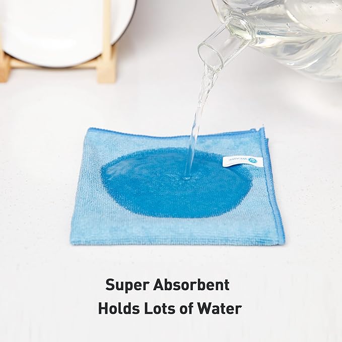 Blue Microfiber Cleaning Cloth 13"x13", Ultra Soft Absorbent Microfiber Cleaning Rags for Housekeeping Cleaning Supplies, Lint Free Reusable Cleaning Cloths for House Washable, Pack of 12