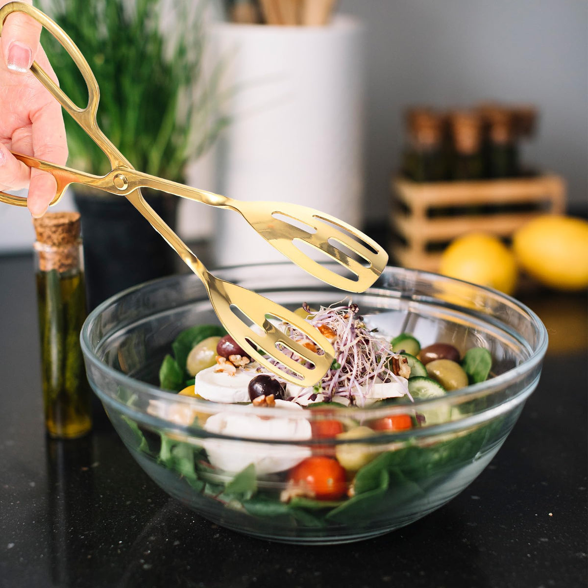 Dimeho 4 Pcs Gold Serving Tongs, Stainless Steel Serves Utensils 10 Inch Mini Salad Plated Buffet Serves Tongs for Wedding Party Kitchen Serving and Cooking