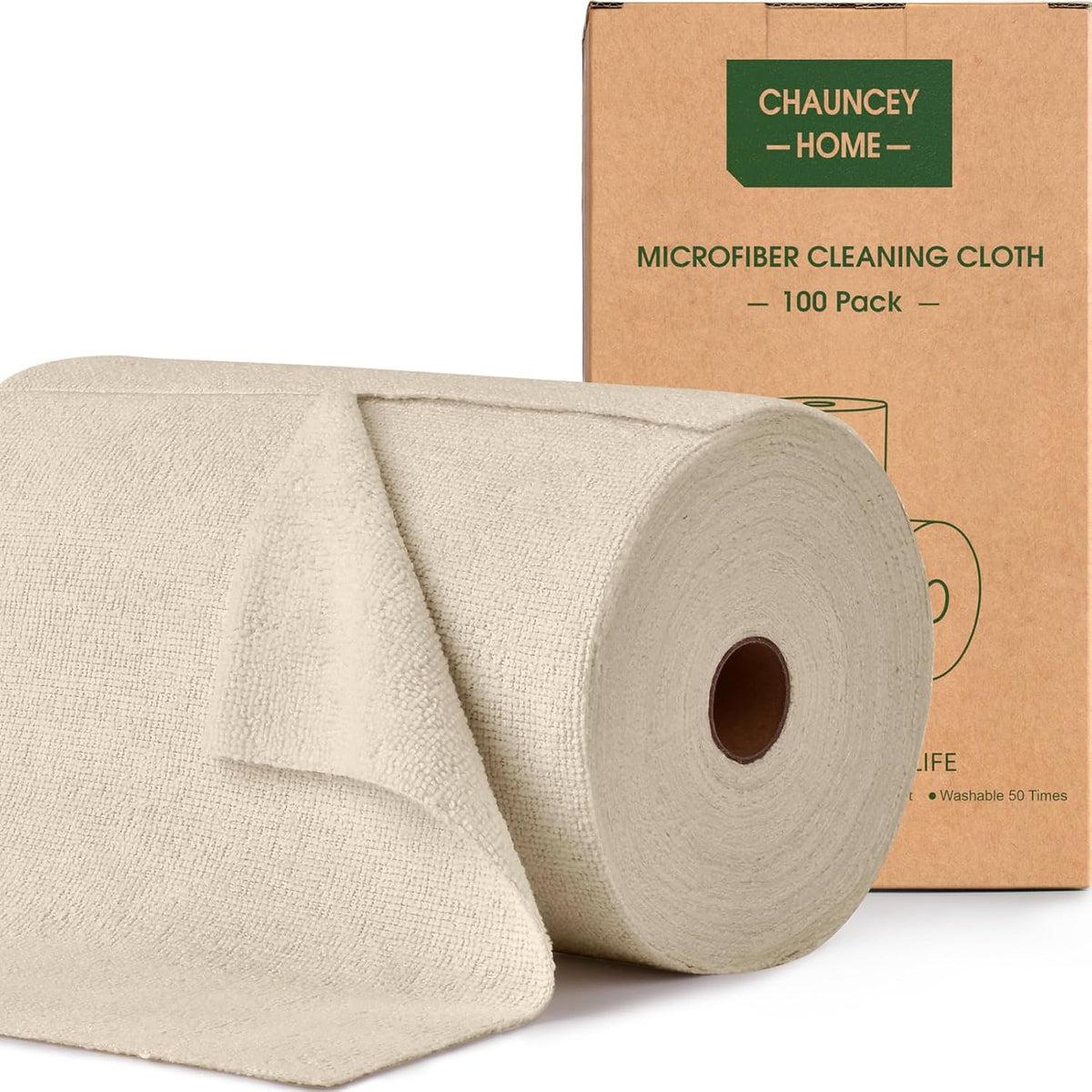 Roll of Microfiber Cleaning Cloth â100 Pack, Tear Away Microfiber Towels, Reusable, Washable, Scratch-Free, Cleaning Supplies, Kitchen Towels for Car, Home, Kitchen, Dishes(Desert Gold)