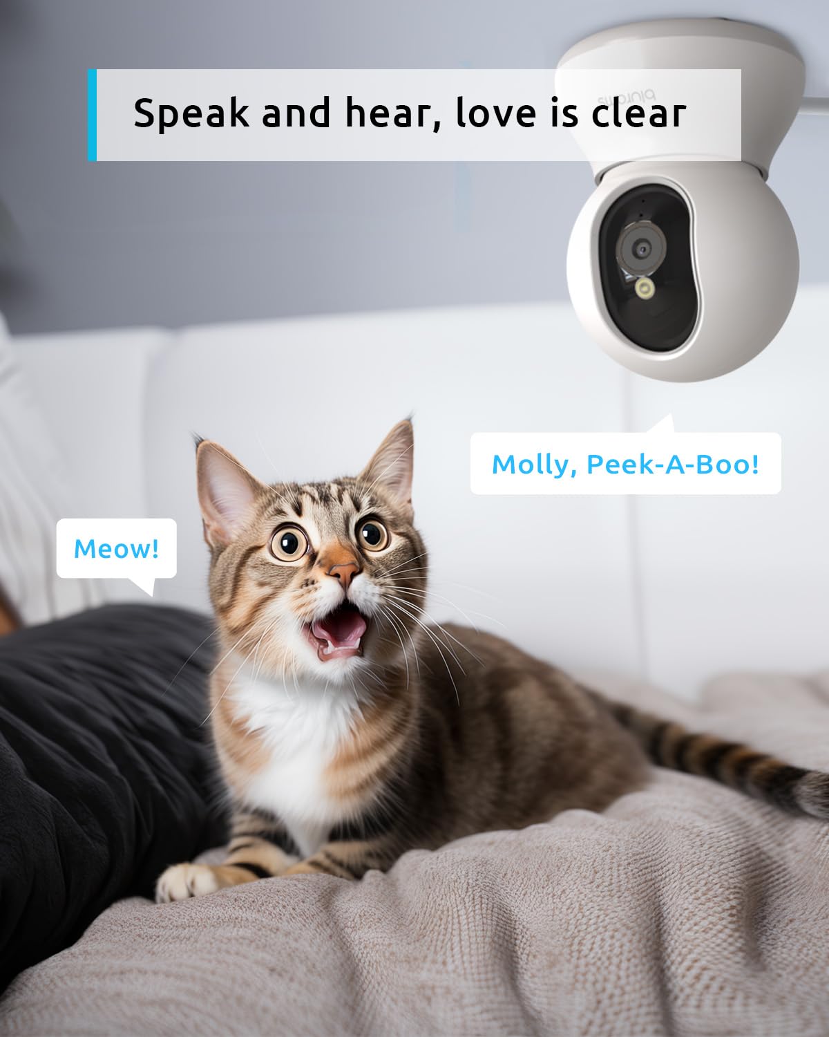 blurams Pet Camera 2K, 360° Dog Camera with Phone App, PTZ Indoor Cameras for Home Security Indoor, 2-Way Audio, Motion Tracking, Color/IR Night Vision, Siren, Cloud&SD(2.4GHz Only)