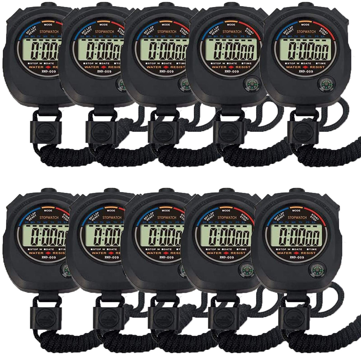 Multi-Function Electronic Digital Sport Stopwatch Timer, Large Display with Date Time and Alarm Function,Suitable for Sports Coaches Fitness Coaches and Referees (10pack)