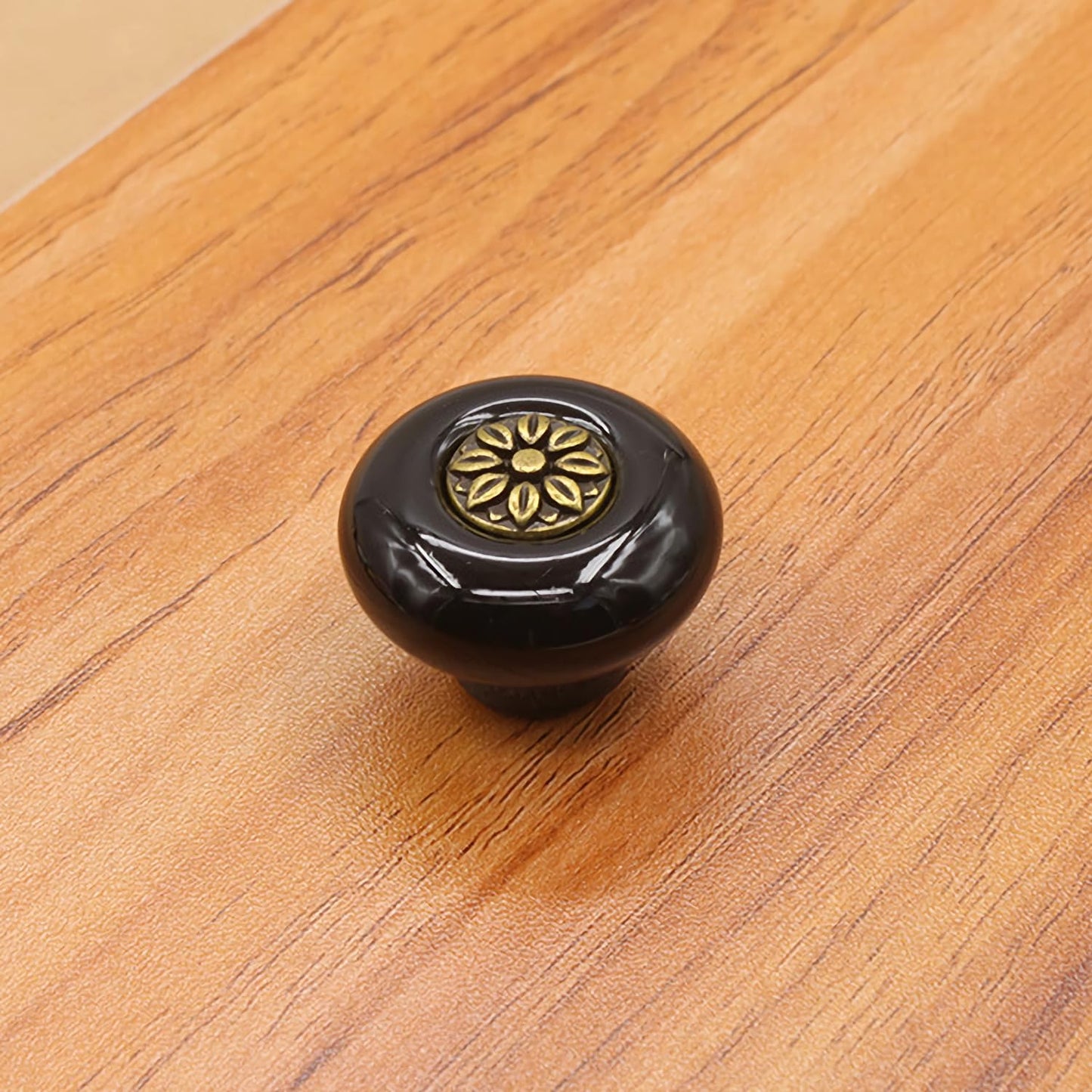 HUAMULAN 8 Pack Retro Ceramic Knobs,Vintage Dresser Kitchen Petal Cabinet Pulls Zinc Alloy Base Back Plate Cupboard Wardrobe Drawer Door Handles