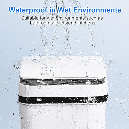Bathroom Automatic Trash Can 3 Pack 2.2 Gallon Motion Sensor Touchless Small Slim Garbage Can with Lid Smart Electric Narrow Garbage Bin for Bedroom Living Room Office Kitchen (White)