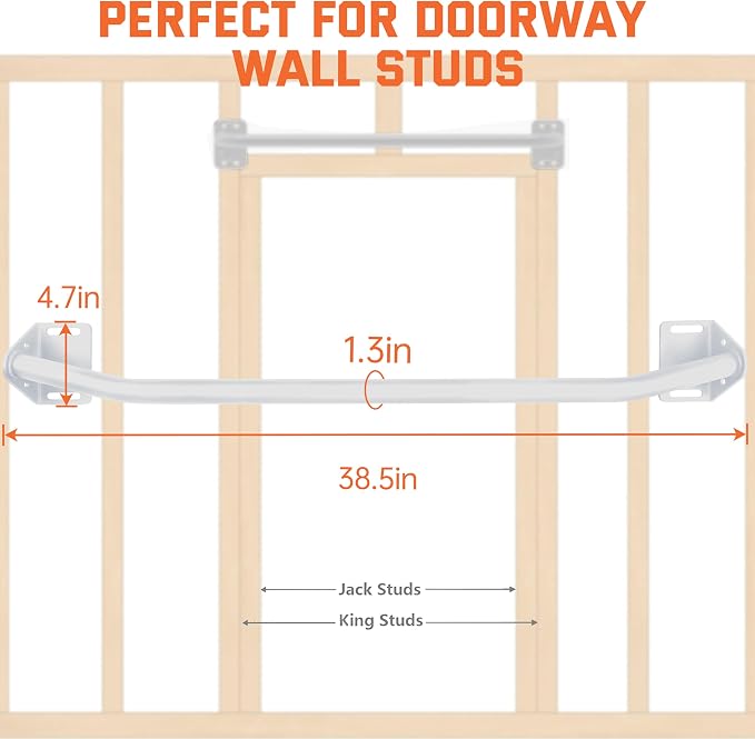 Pull Up Bar Wall Mounted-Heavy Duty Joist Mounted Pull Up Bar-Premium Strength Training Pull-Up Bars-Fast and Easy Installation for Home and Garage Use,Supports up to 600 Lbs