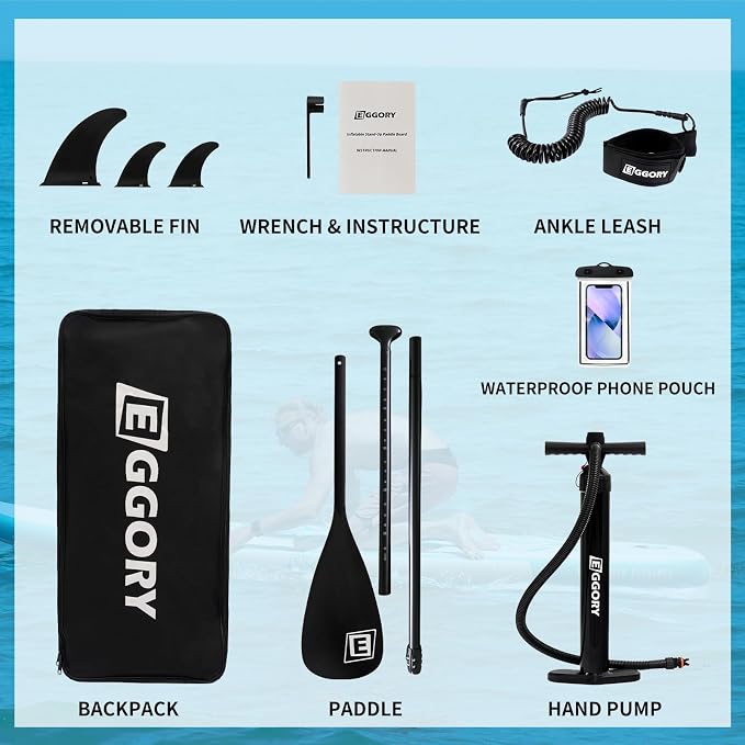 Inflatable Paddle Board,Stand Up Paddle Board Set, Extra Wide SUP Board with Removable Fin, Floating Paddle, Hand Pump, Waterproof Phone Pouch,Traveling Board