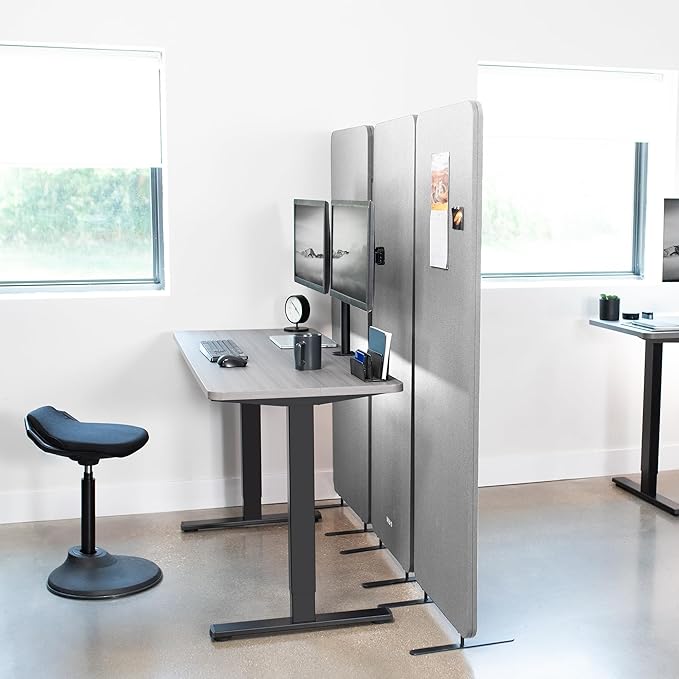 VIVO Freestanding 72 x 66 inch Privacy Panel, Cubicle Divider, Acoustic Wall Partition, x3 24 inch Panels, Gray, PP-3-T072G