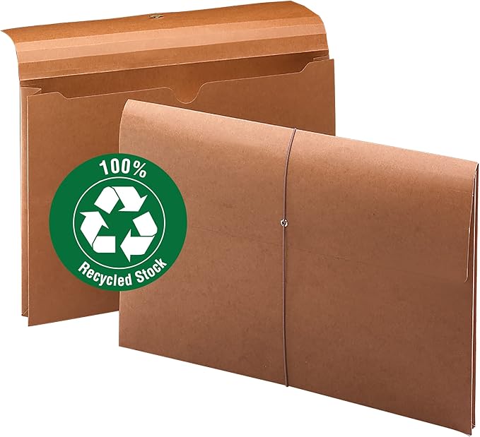 Smead 100% Recycled Expanding File Wallet with Flap and Cord Closure, 2" Expansion, Legal Size, Elastic Closure, Redrope, 10 per Box (77171)