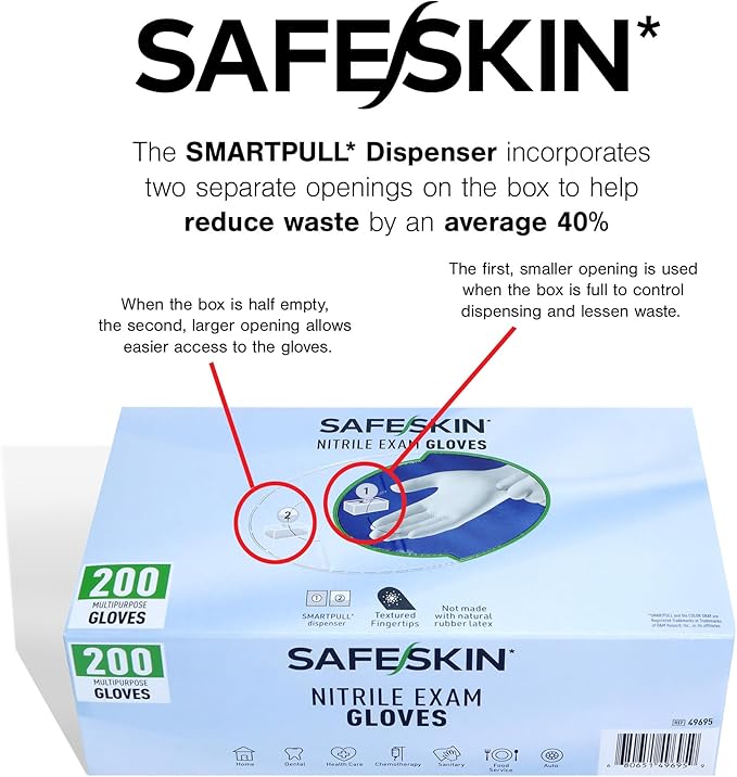 SAFESKIN Nitrile Exam Gloves Disposable Powder-Free Gloves for Medical, Dental, Cleaning, Cooking, Chemotherapy, 3.5 Mil Gray