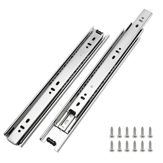 LONTAN 1 Pair Full Extension Ball Bearing Drawer Slides 12 14 16 18 20 22 24 Inch Heavy Duty Side Mount File Cabinet Rails Dresser Runner Kitchen Cabinet Drawer Glides 100 LB Capacity (12 inch,Silve)