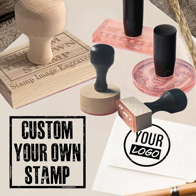 Custom Stamp with Logo Text - Personalized Rubber Stamp with Handle - Address Stamps for Business or Crafting - Rectangle 1"x3"